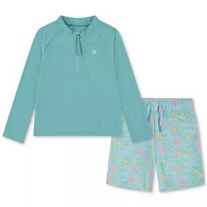 Hurley Baby Two-Piece Rashguard Swimsuit - Blue Ice - Size 12M - UPF 50+ - NIP